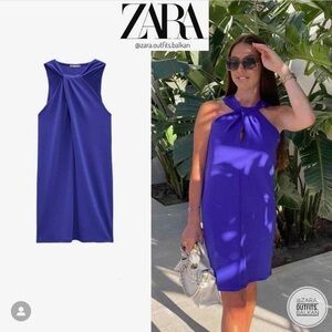 Zara Women's Blue Sleeveless Dress Size L